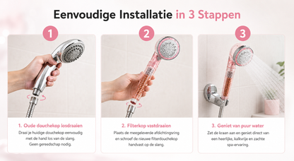 Velunagems Minerale Filterdouchekop - Roze